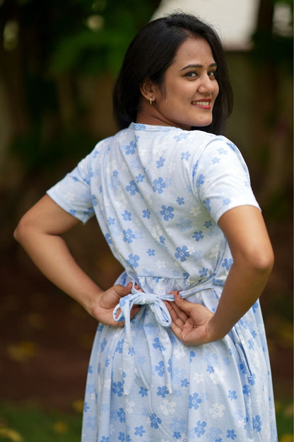 Pre Book - MATERNITY ATTACHED COAT (Blue Daisy)