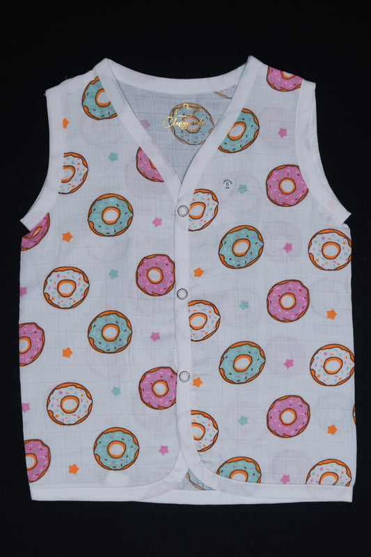 Muslin Snap Button Jabla Sleeve Less