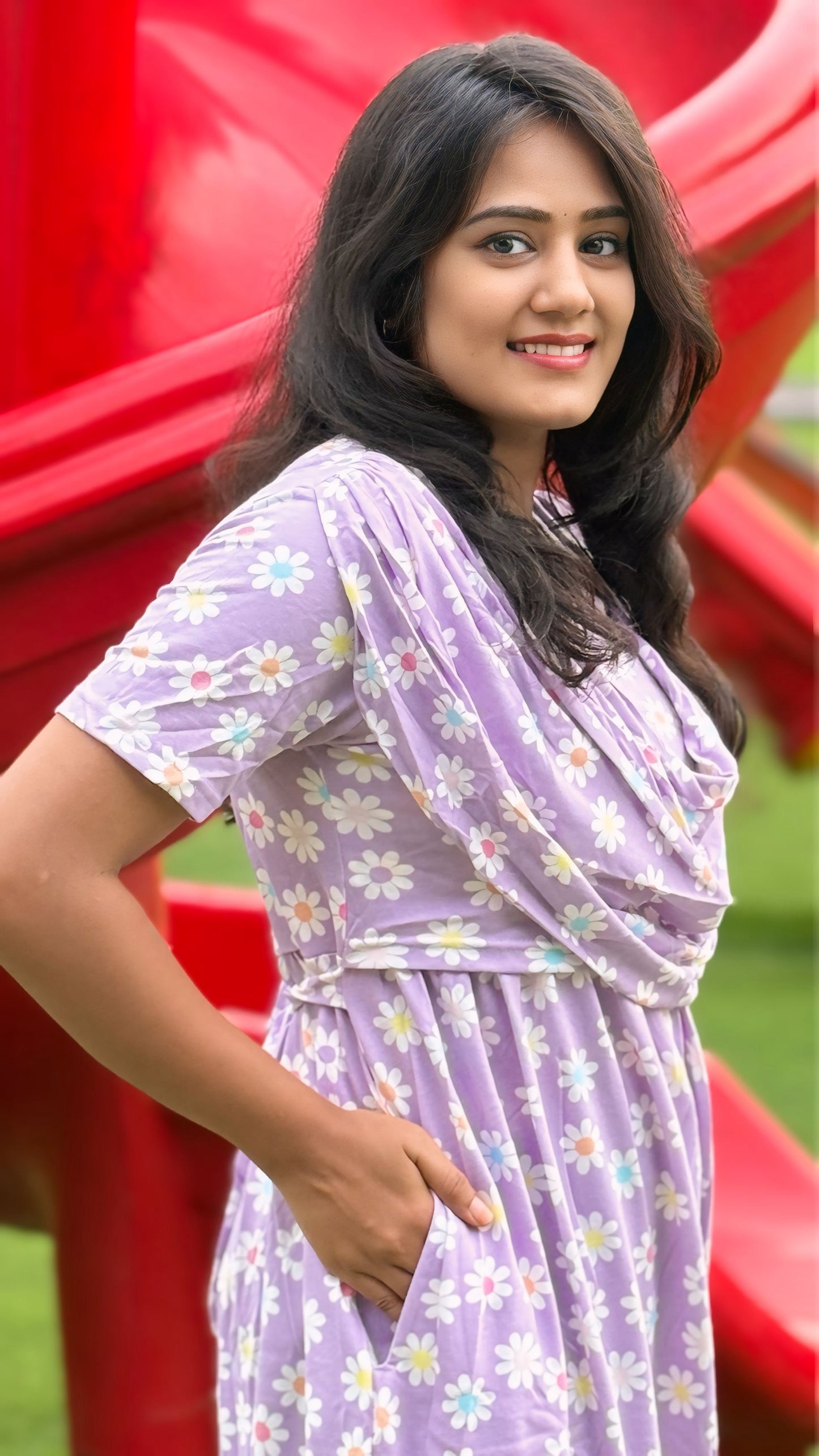 Floral Purple (Zipless Maternity Shawl)