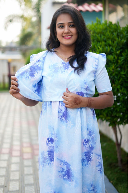 MATERNITY ATTACHED COAT (Sky Blossom)