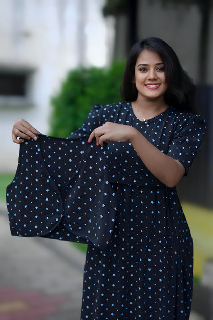 MATERNITY REMOVABLE COAT (Premium Black with Bluora Star)