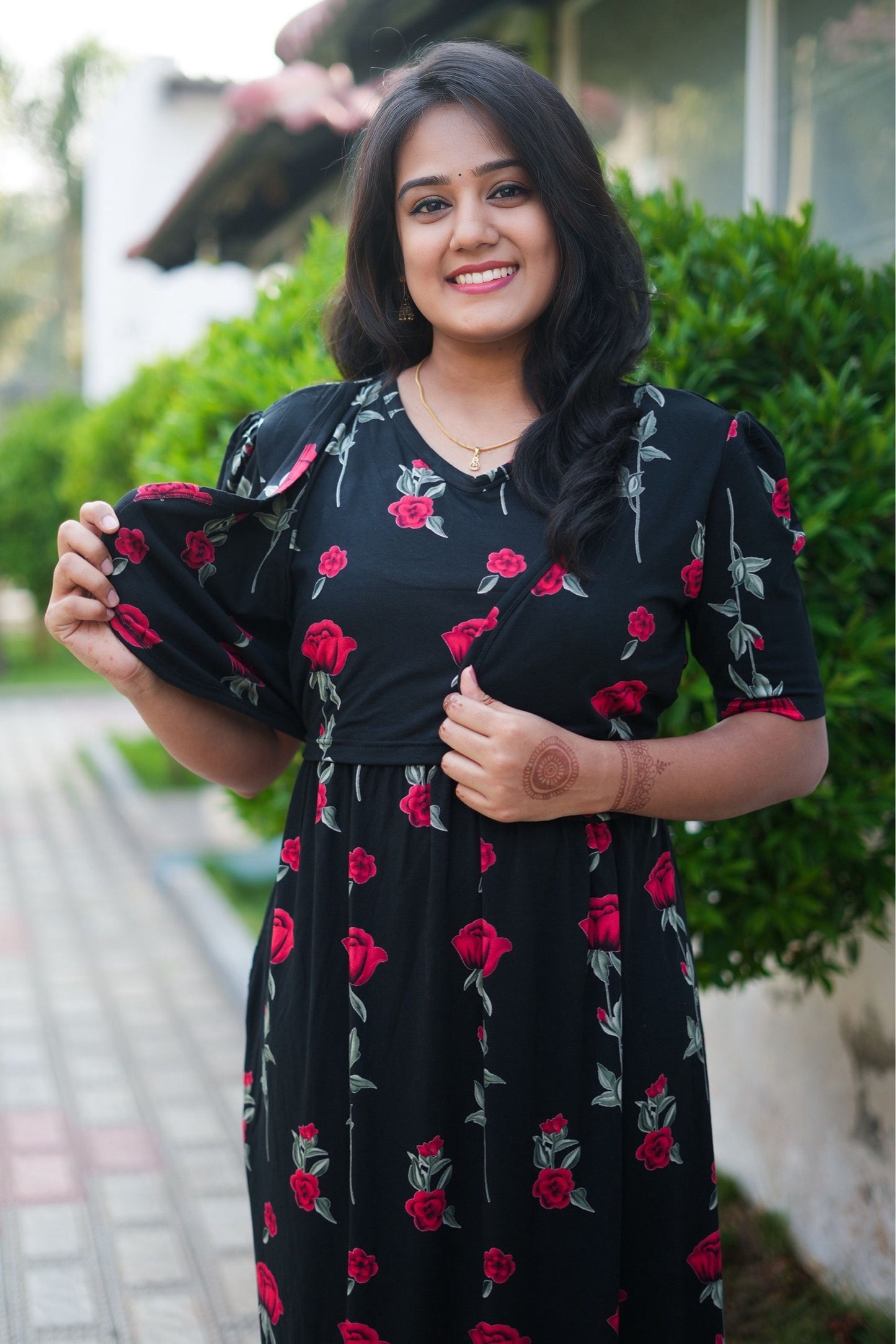 MATERNITY ATTACHED COAT (Dark Rose Charm)