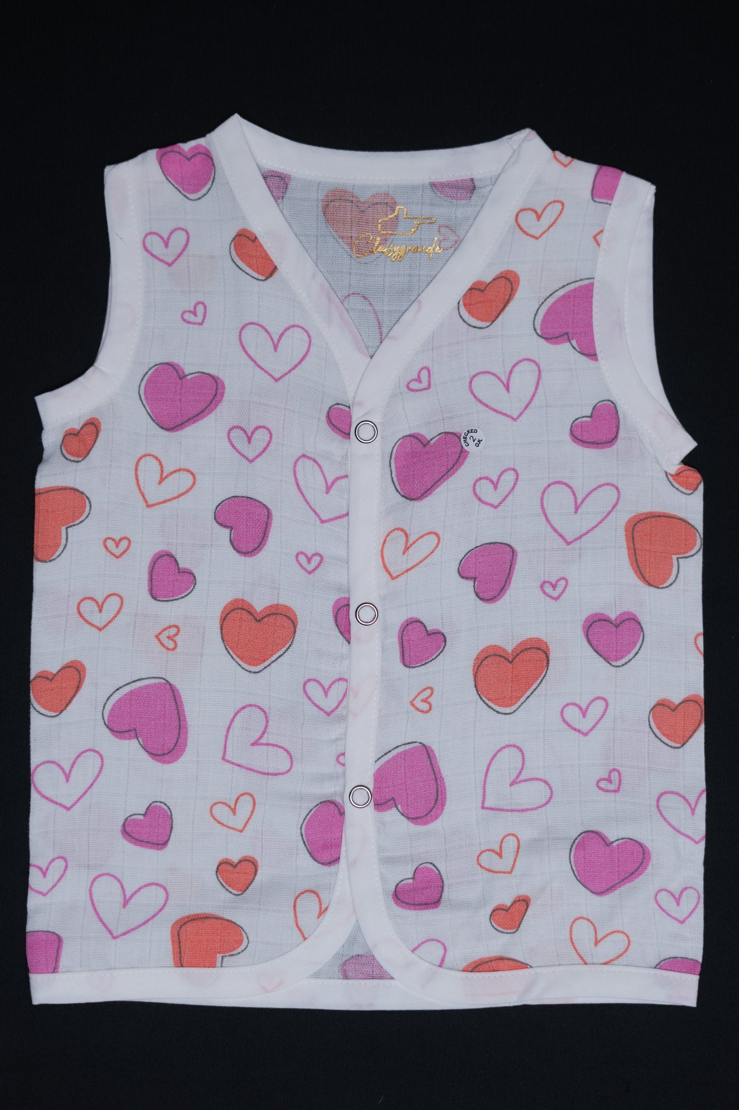 (3 Pc) Muslin Snap Button Jabla Sleeve Less