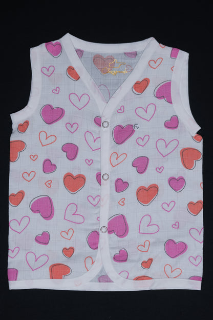 (3 Pc) Muslin Snap Button Jabla Sleeve Less