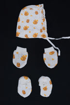 Muslin Jabla Knotted (Only Booties, Mittens, Frill Cap)