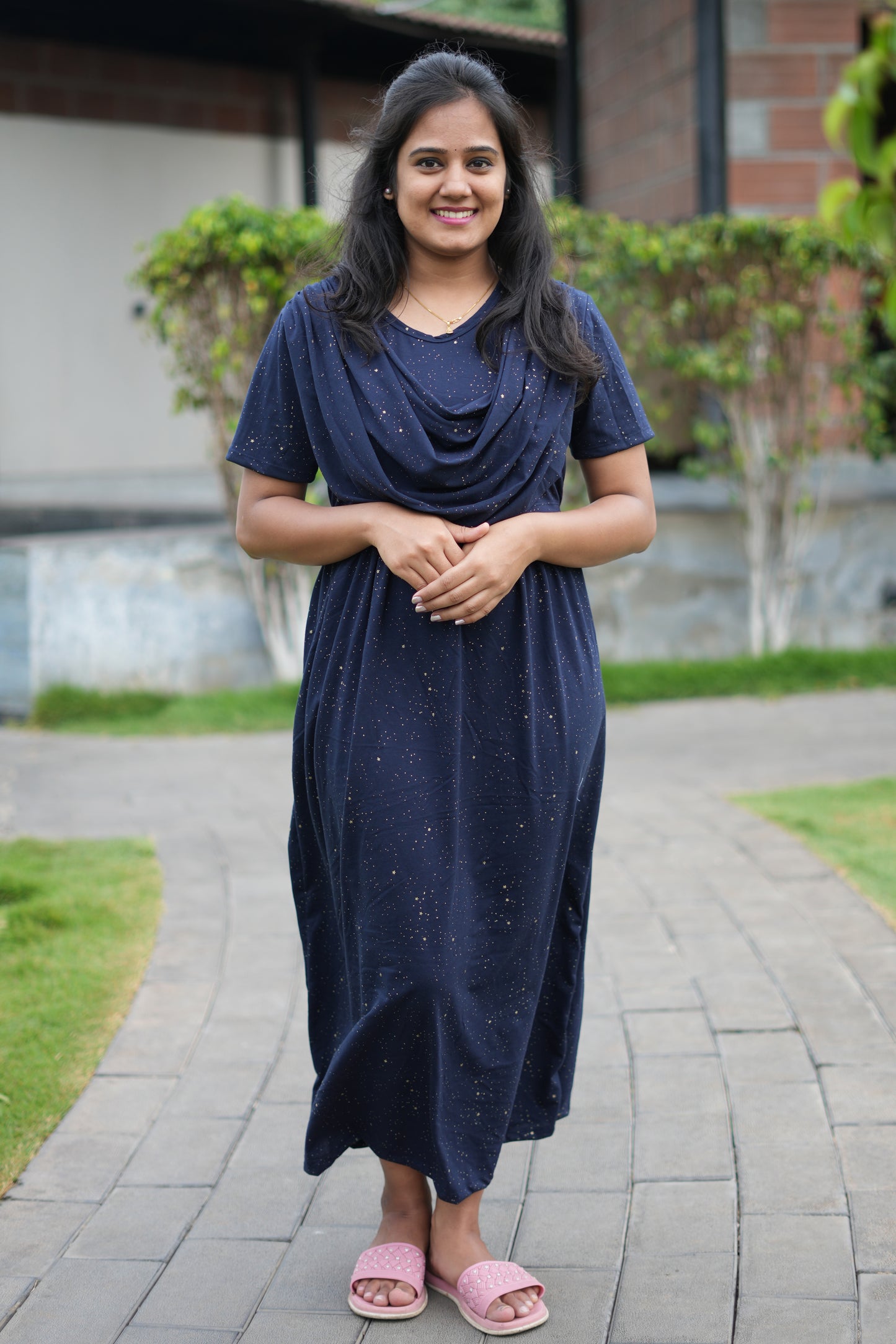 Navy Star Glitter (Zipless Maternity Shawl)