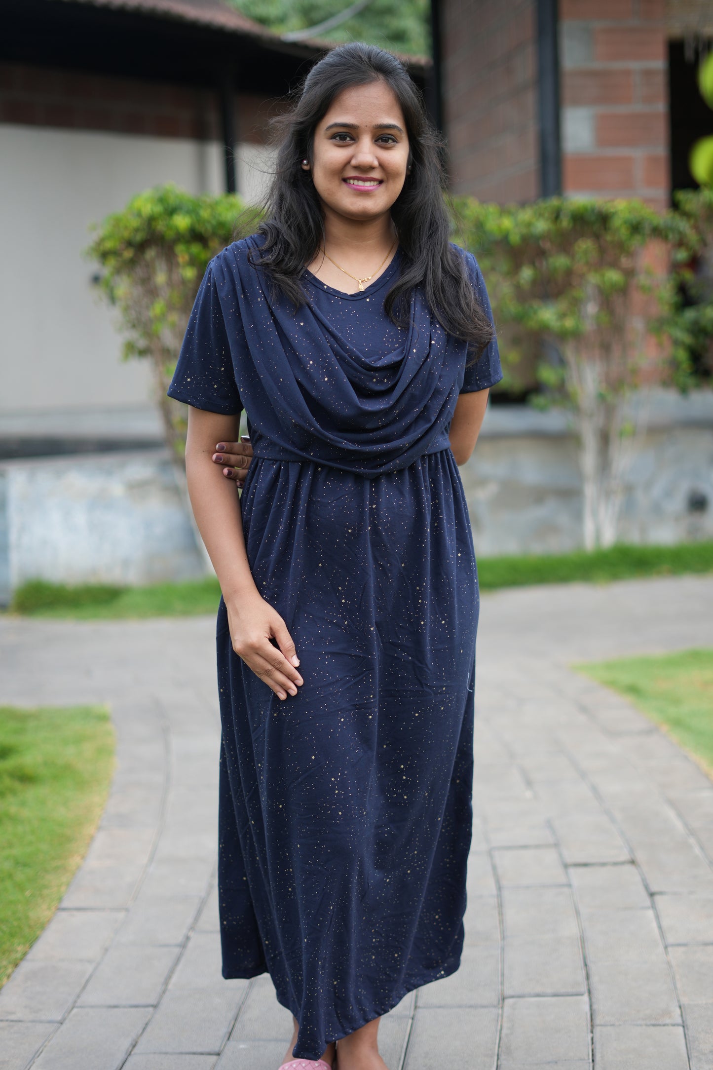 Navy Star Glitter (Zipless Maternity Shawl)