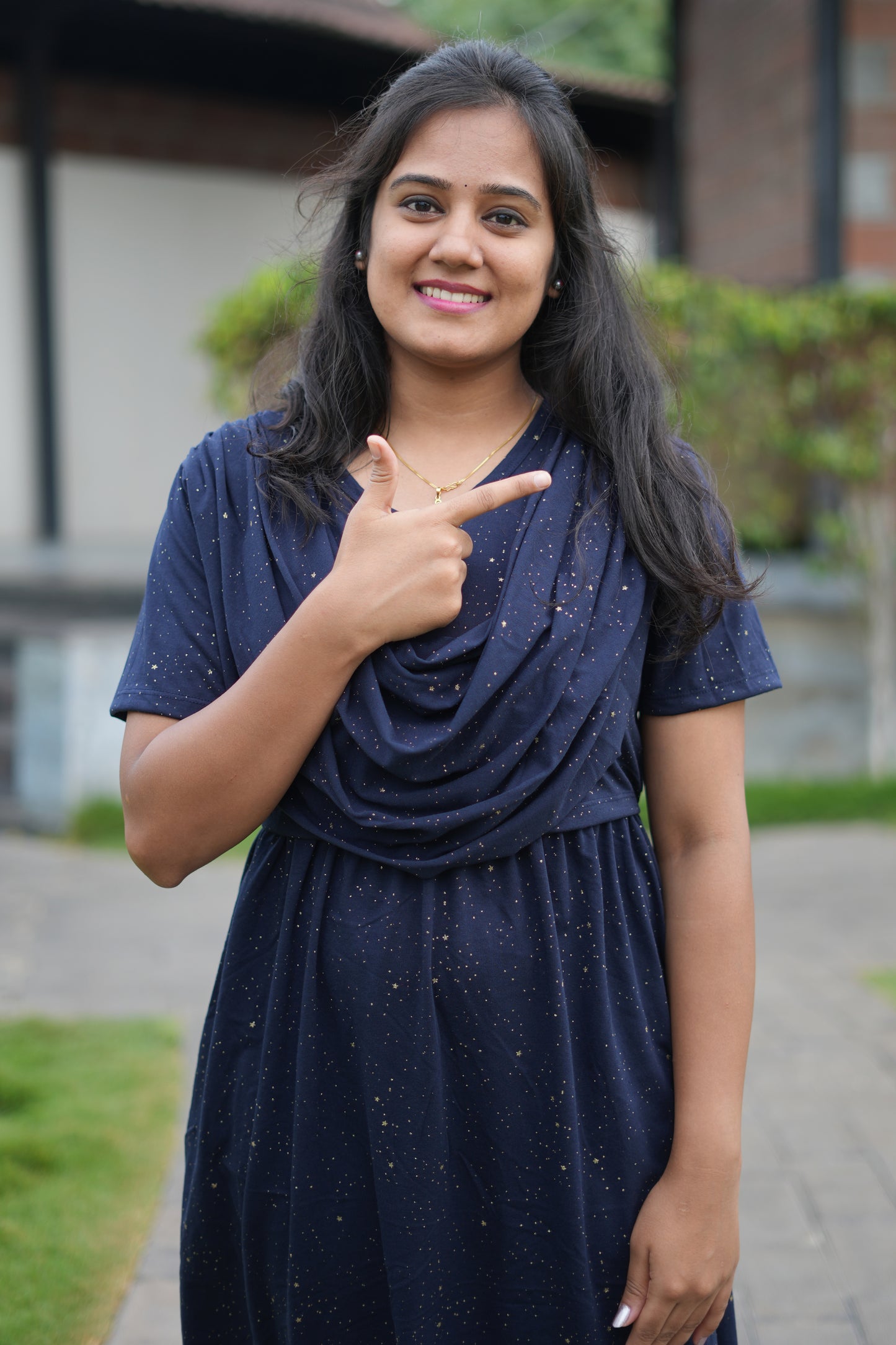 Navy Star Glitter (Zipless Maternity Shawl)