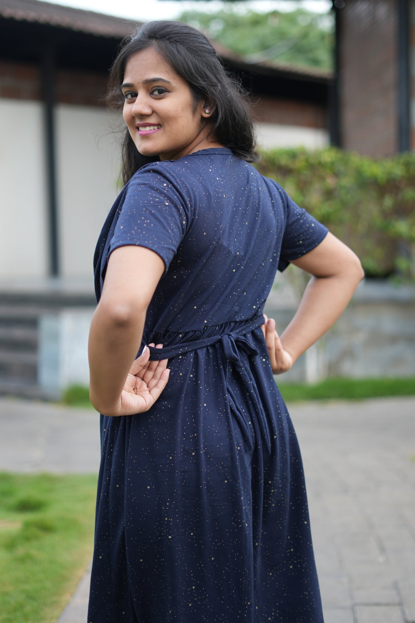 Navy Star Glitter (Zipless Maternity Shawl)