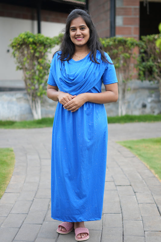 Dupatta Zipless Maternity with Dark Sky Blue Glitter