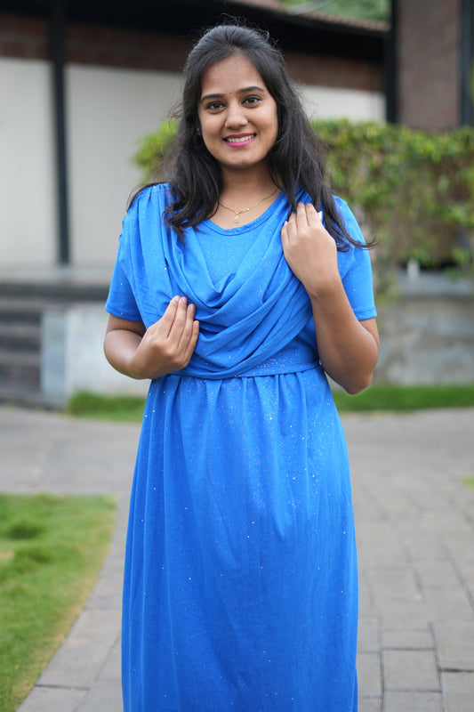 Dupatta Zipless Maternity with Dark Sky Blue Glitter