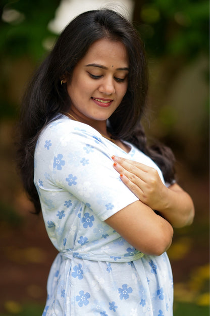 Pre Book - MATERNITY ATTACHED COAT (Blue Daisy)