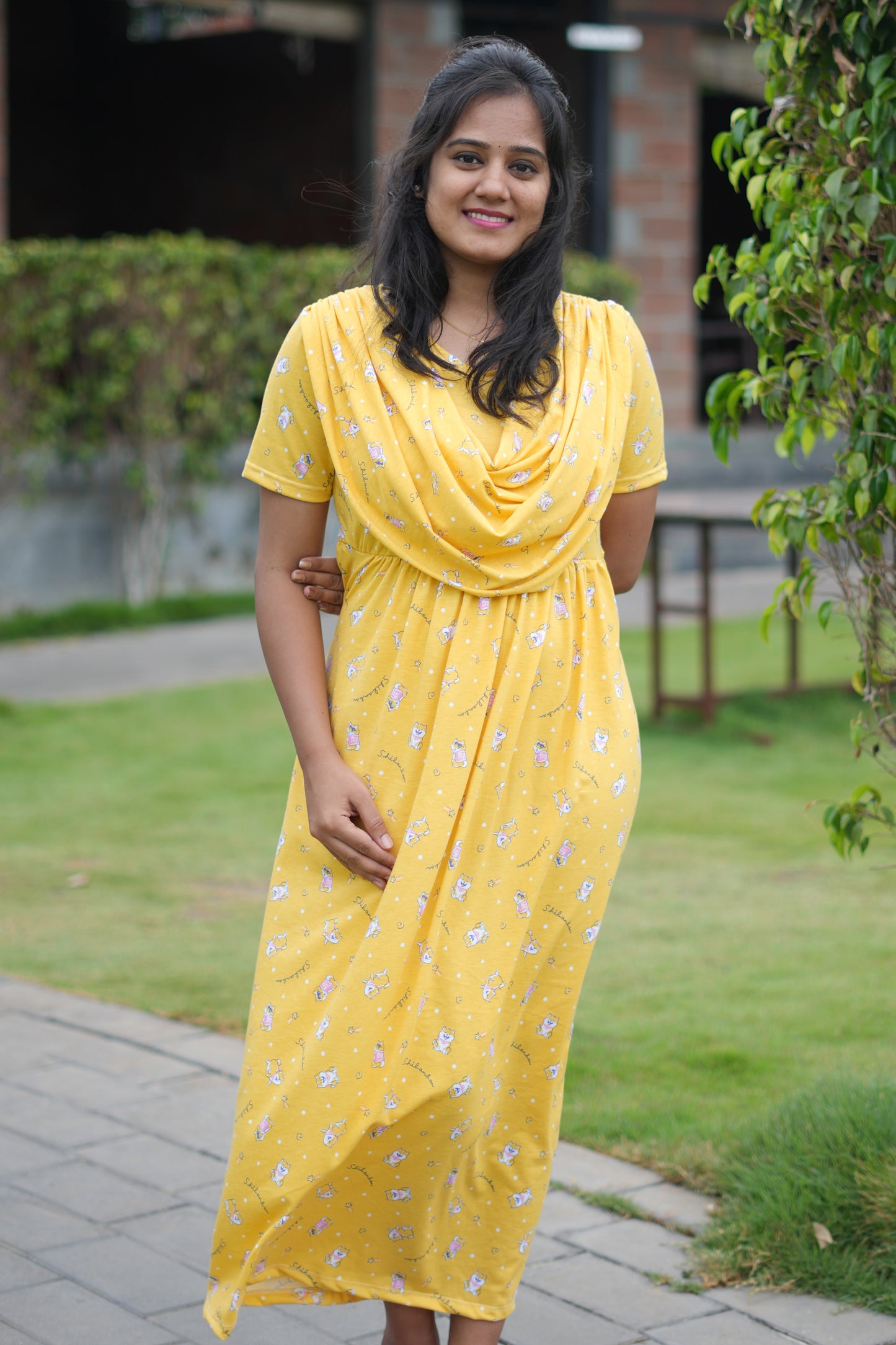 DUPATTA MAXI SOFT COTTON LOUNGE WEAR WITH GRAND YELLOW