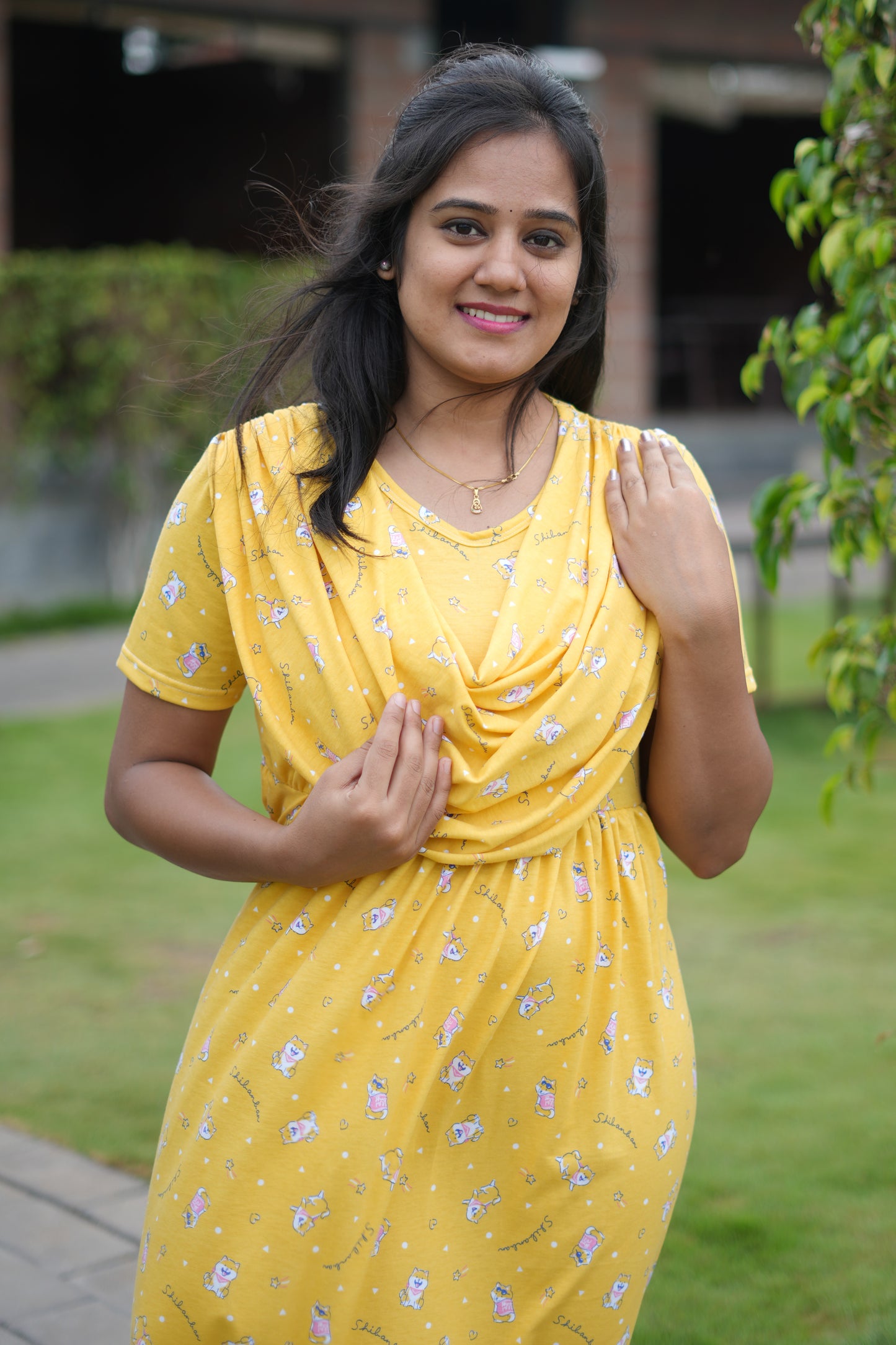 DUPATTA MAXI SOFT COTTON LOUNGE WEAR WITH GRAND YELLOW