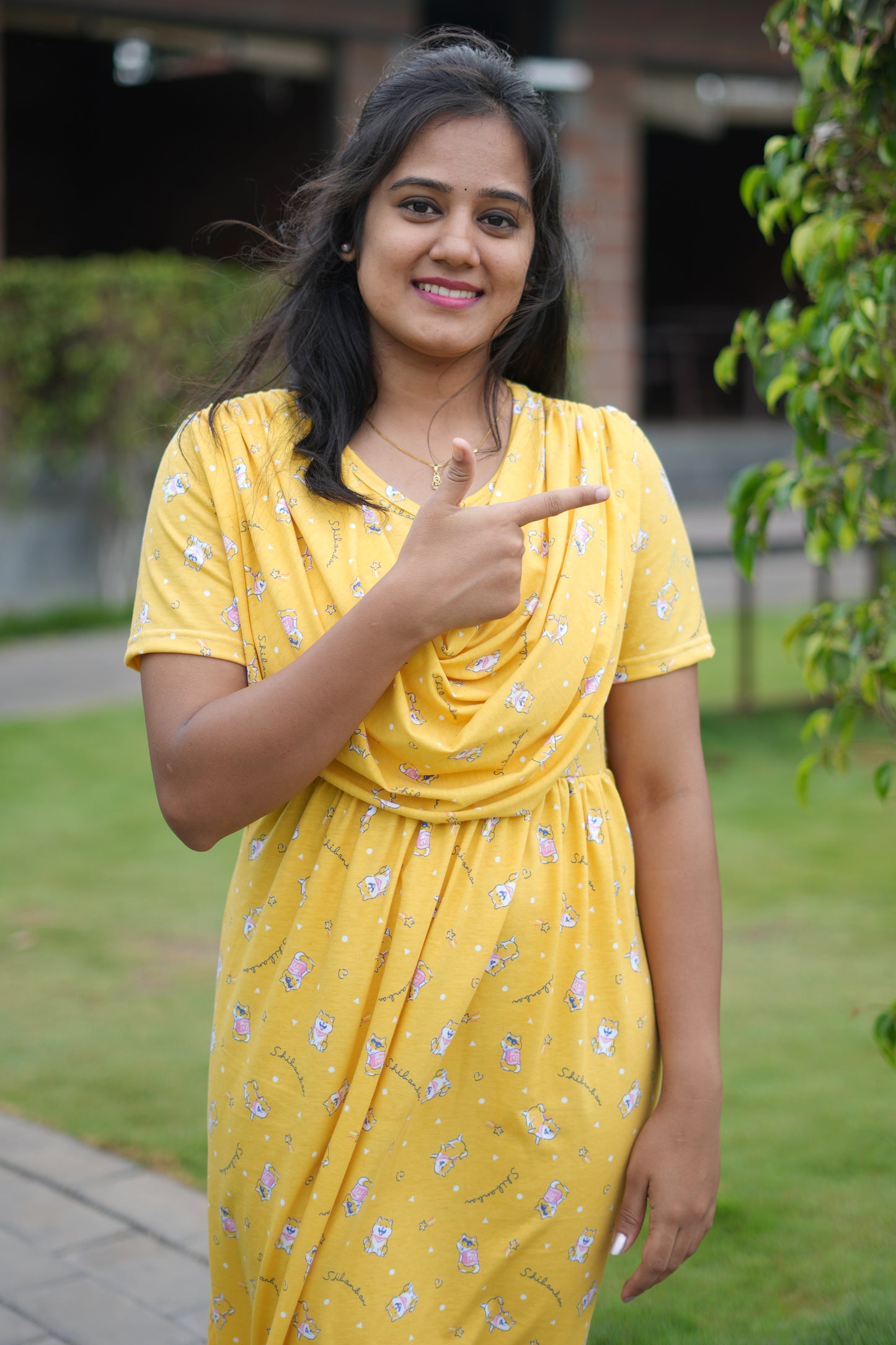 DUPATTA MAXI SOFT COTTON LOUNGE WEAR WITH GRAND YELLOW