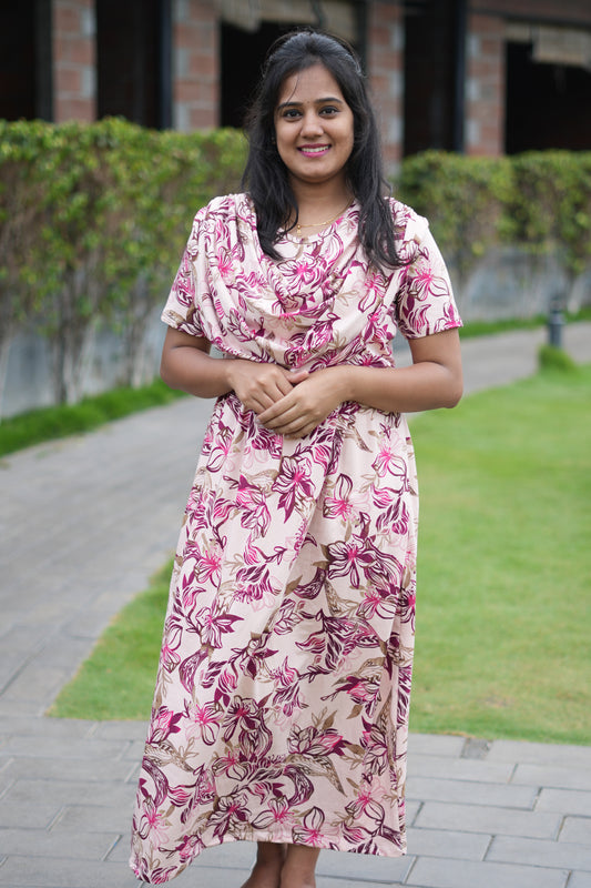 Sandal Pink Floral (Zipless Maternity Shawl)