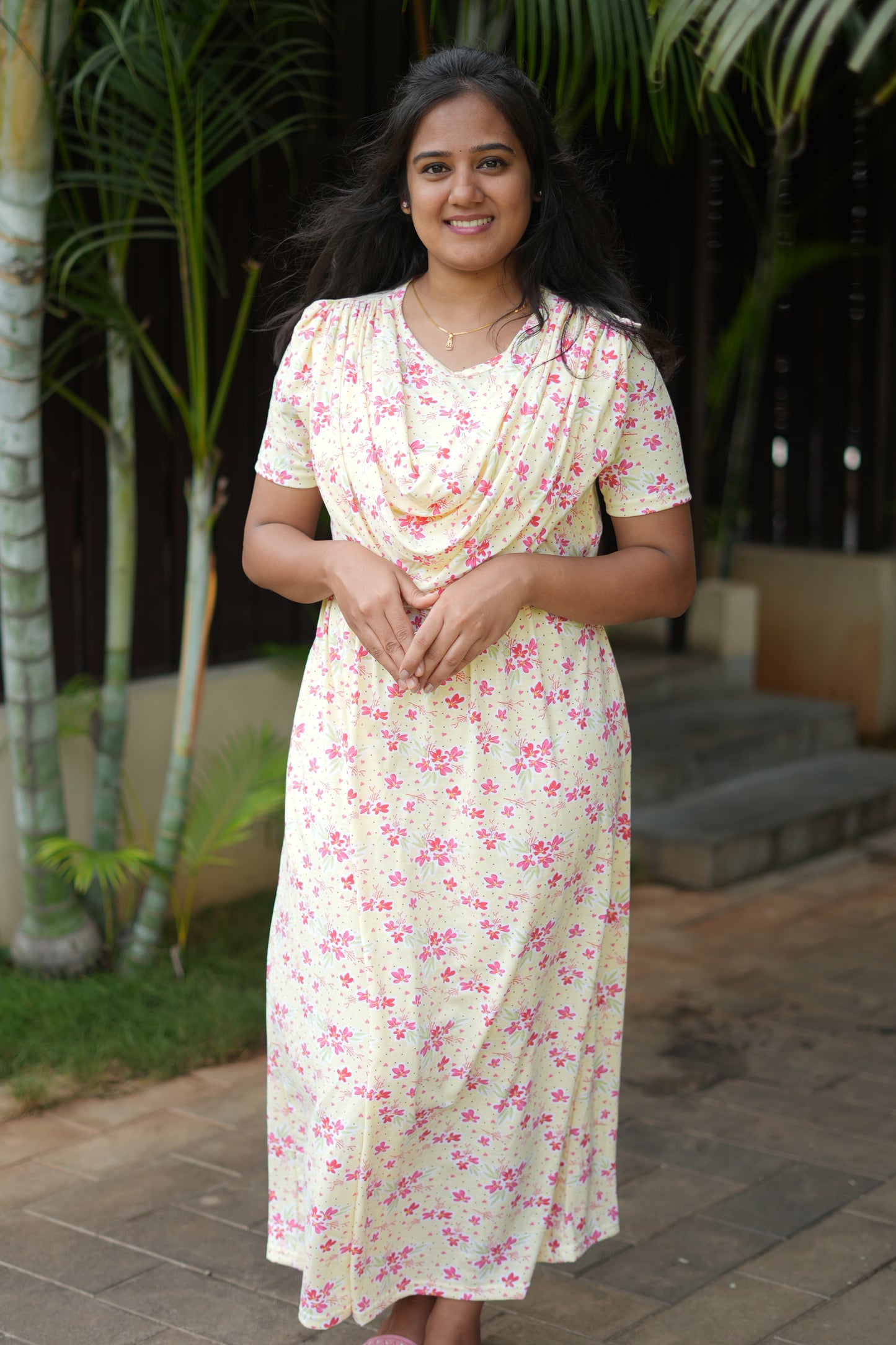 Dupatta Zipless Maternity with Floral Sandal
