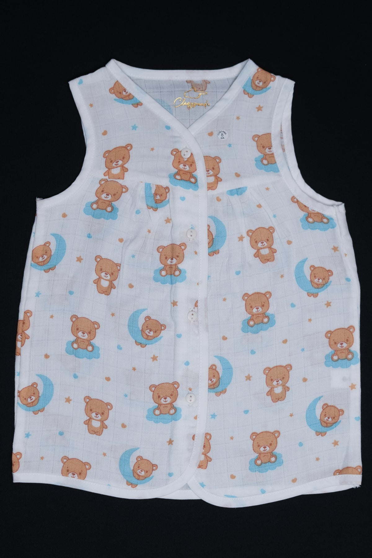 (3 Pc) Muslin Frock Front Open