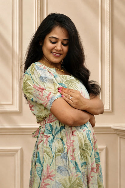 Maternity Cotton Kurti (Tropical Pastel)