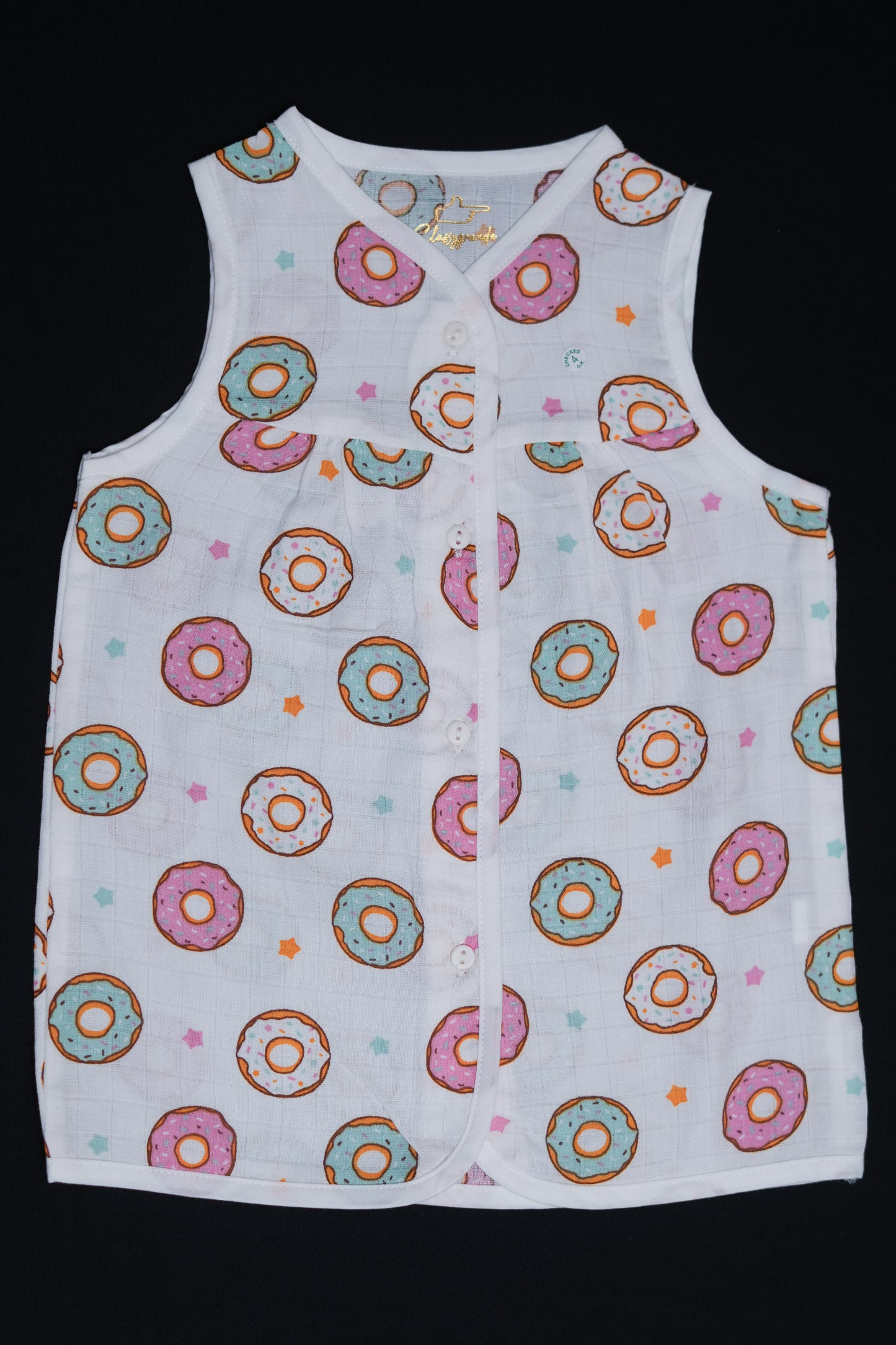 (3 Pc) Muslin Frock Front Open
