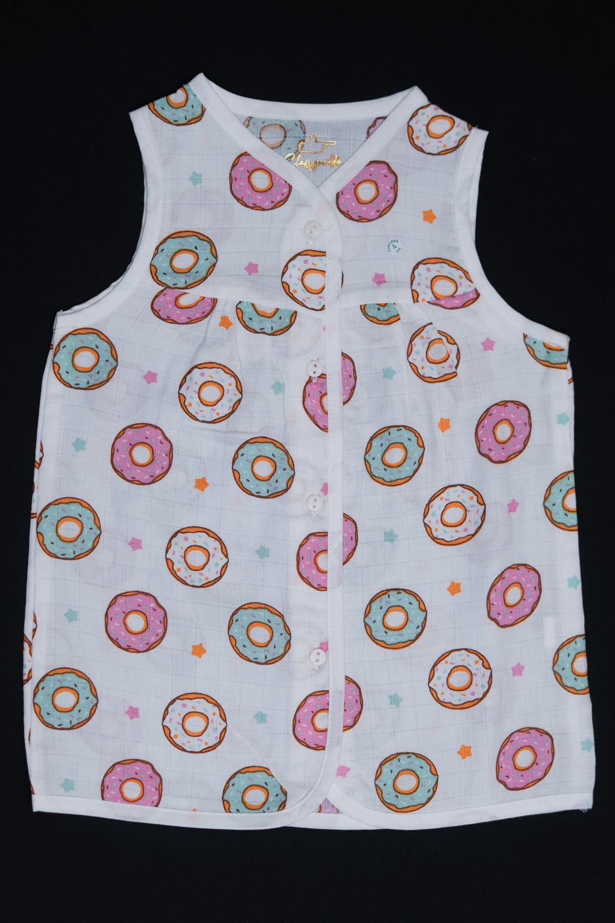 (3 Pc) Muslin Frock Front Open