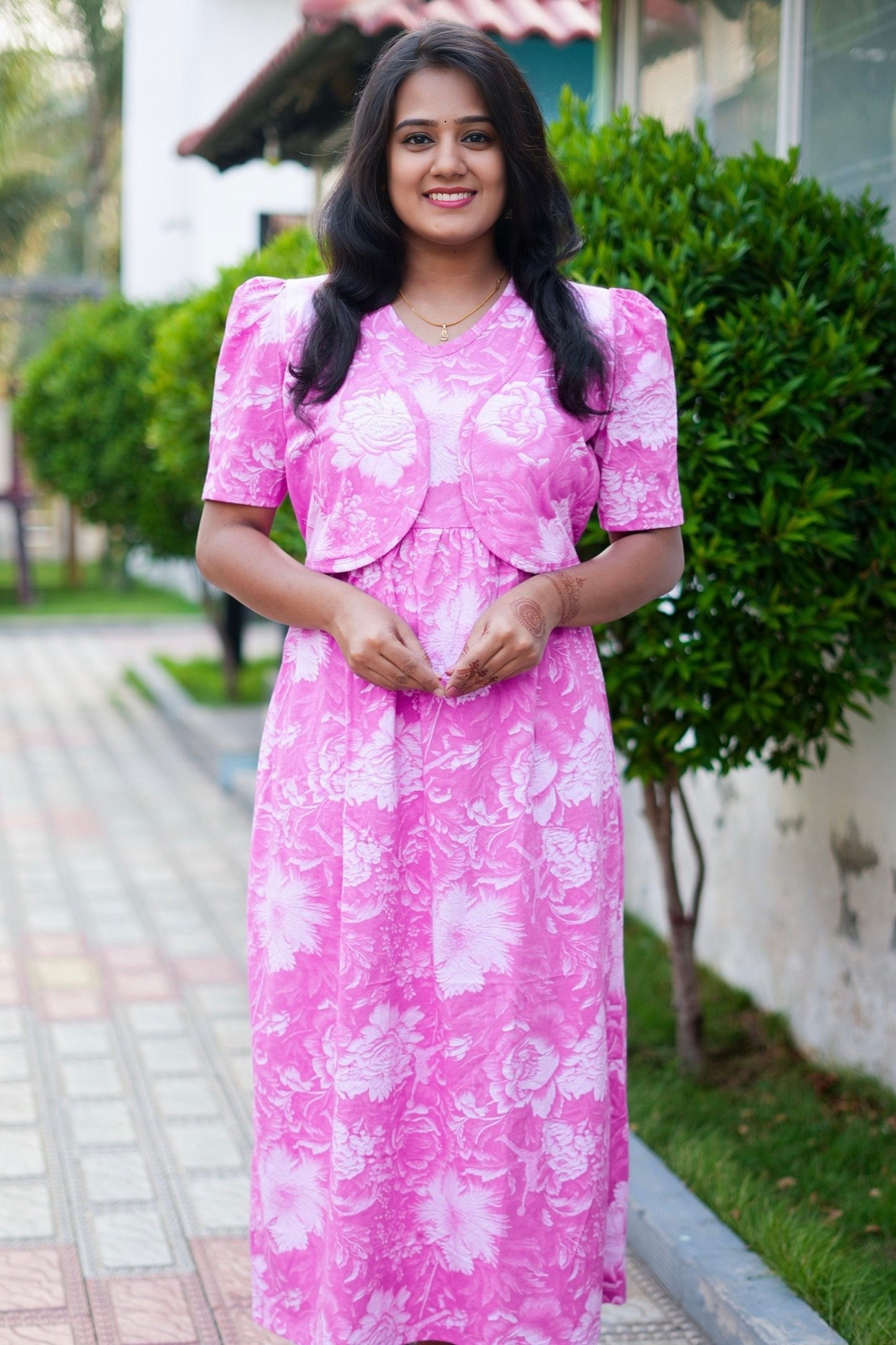 Casual Wear Attached Coat (Petal Pink)