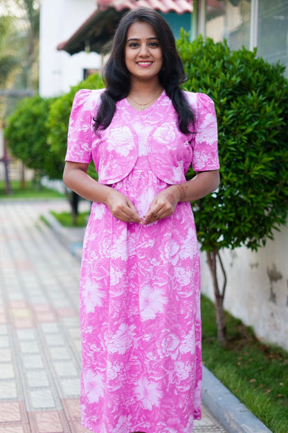 Casual Wear Attached Coat (Petal Pink)