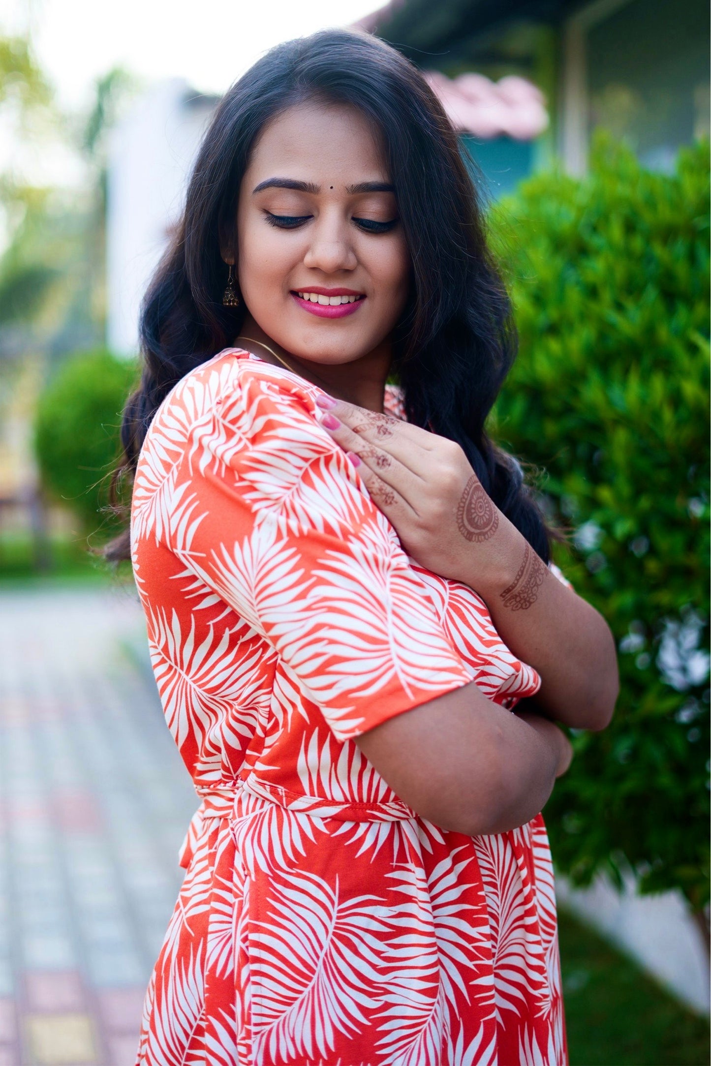 MATERNITY ATTACHED COAT (Sunset Leaves)