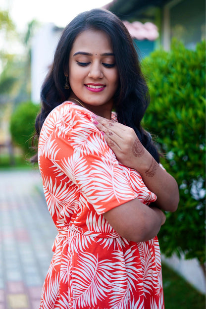 MATERNITY ATTACHED COAT (Sunset Leaves)