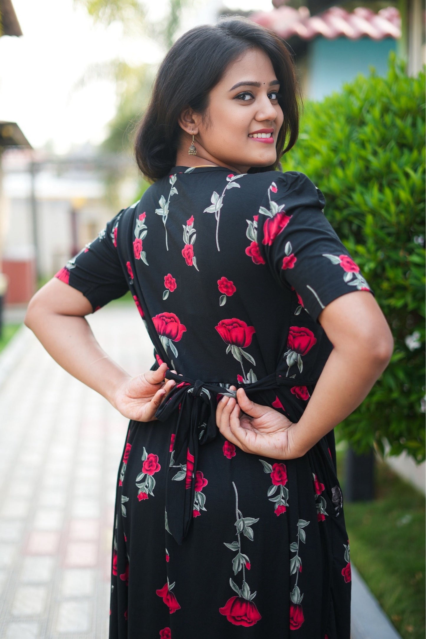 MATERNITY ATTACHED COAT (Dark Rose Charm)