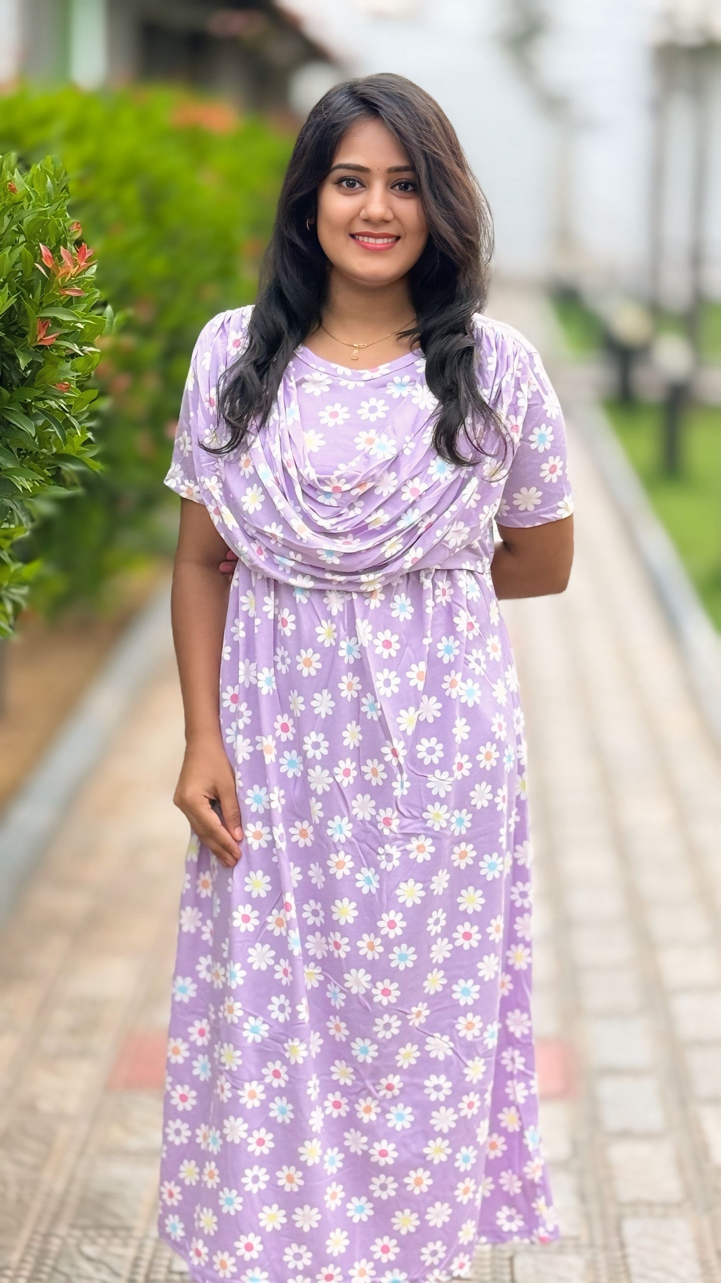 Floral Purple (Zipless Maternity Shawl)