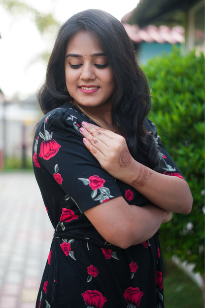 MATERNITY ATTACHED COAT (Dark Rose Charm)