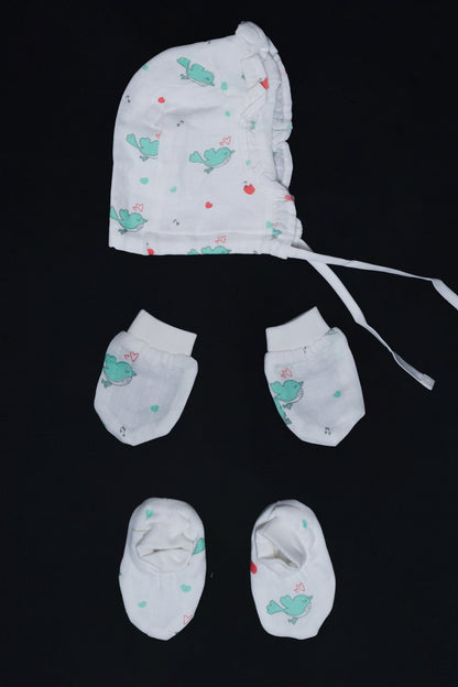 Muslin Jabla Knotted (Only Booties, Mittens, Frill Cap)