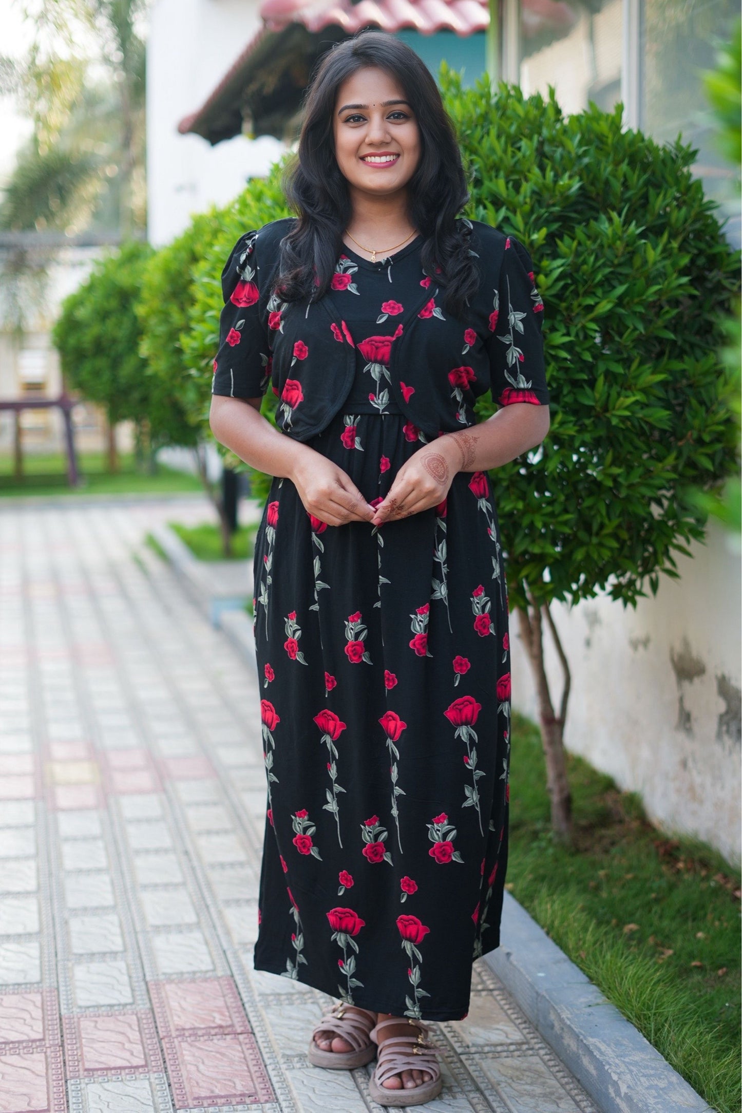 MATERNITY ATTACHED COAT (Dark Rose Charm)