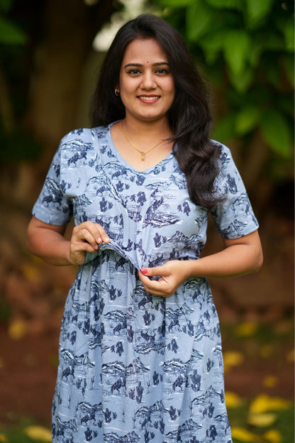 Pre Book - MATERNITY ATTACHED COAT (Skyline Bliss)