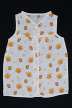 (3 Pc) Muslin Frock Front Open