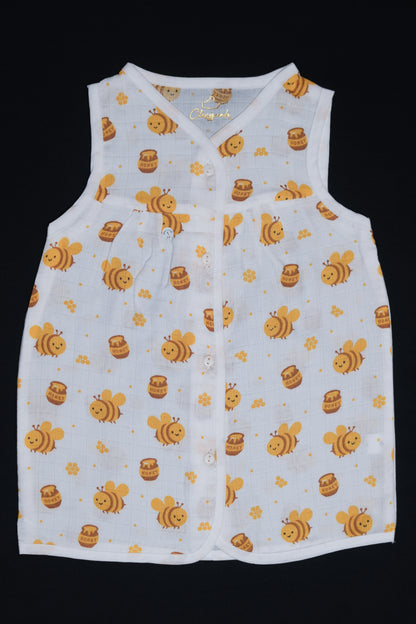 (3 Pc) Muslin Frock Front Open