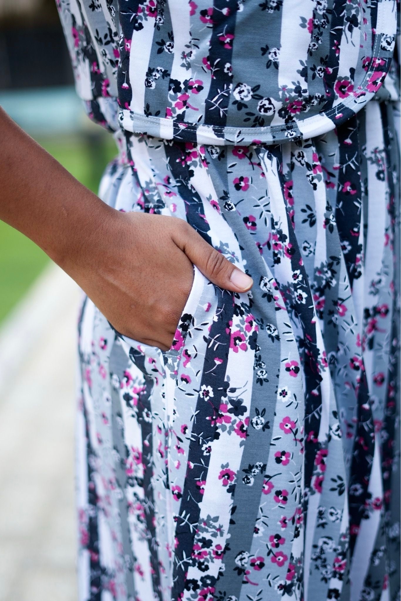 MATERNITY ATTACHED COAT (Floral Stripes)