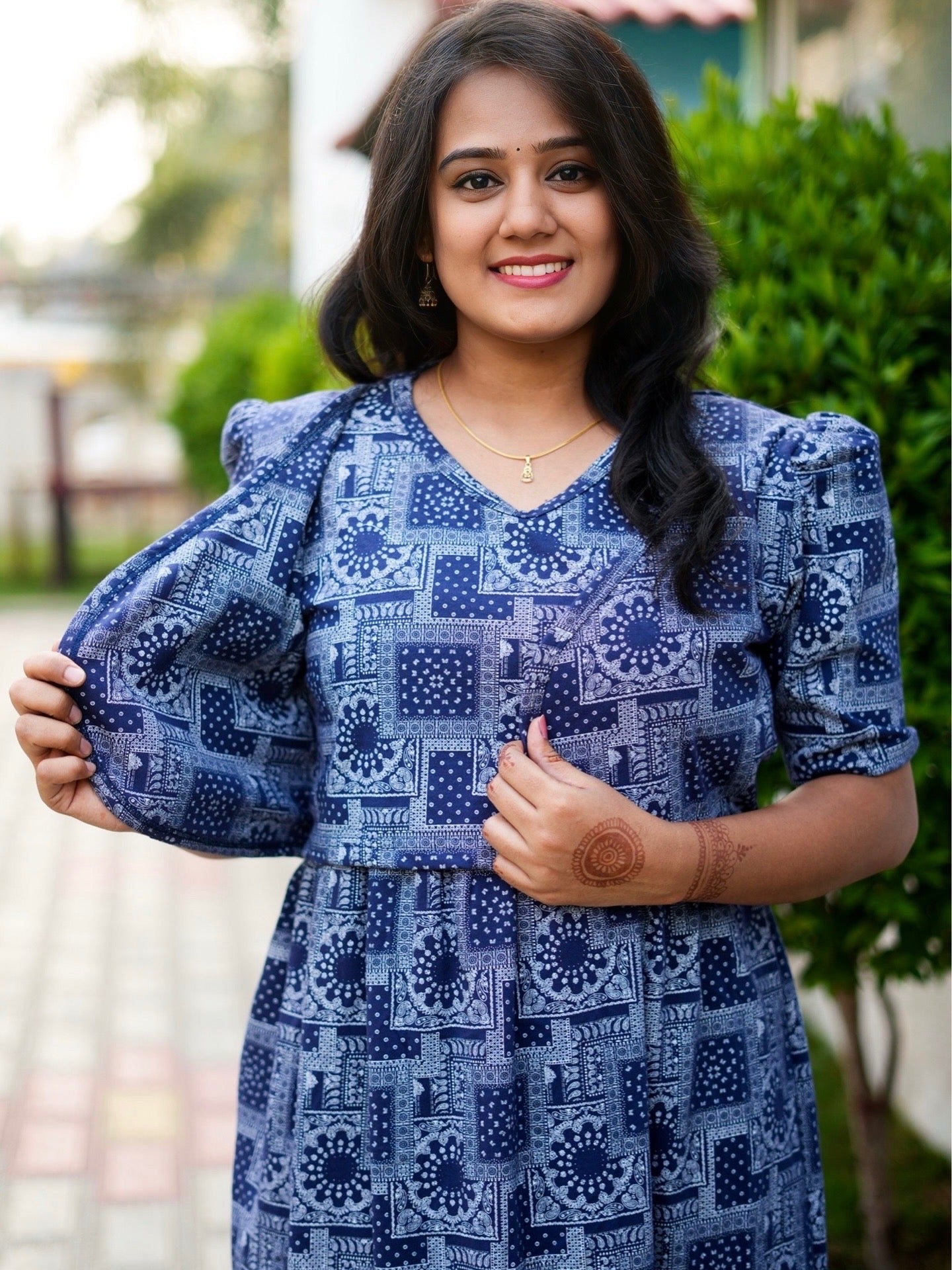MATERNITY ATTACHED COAT (Blue Mosaic)