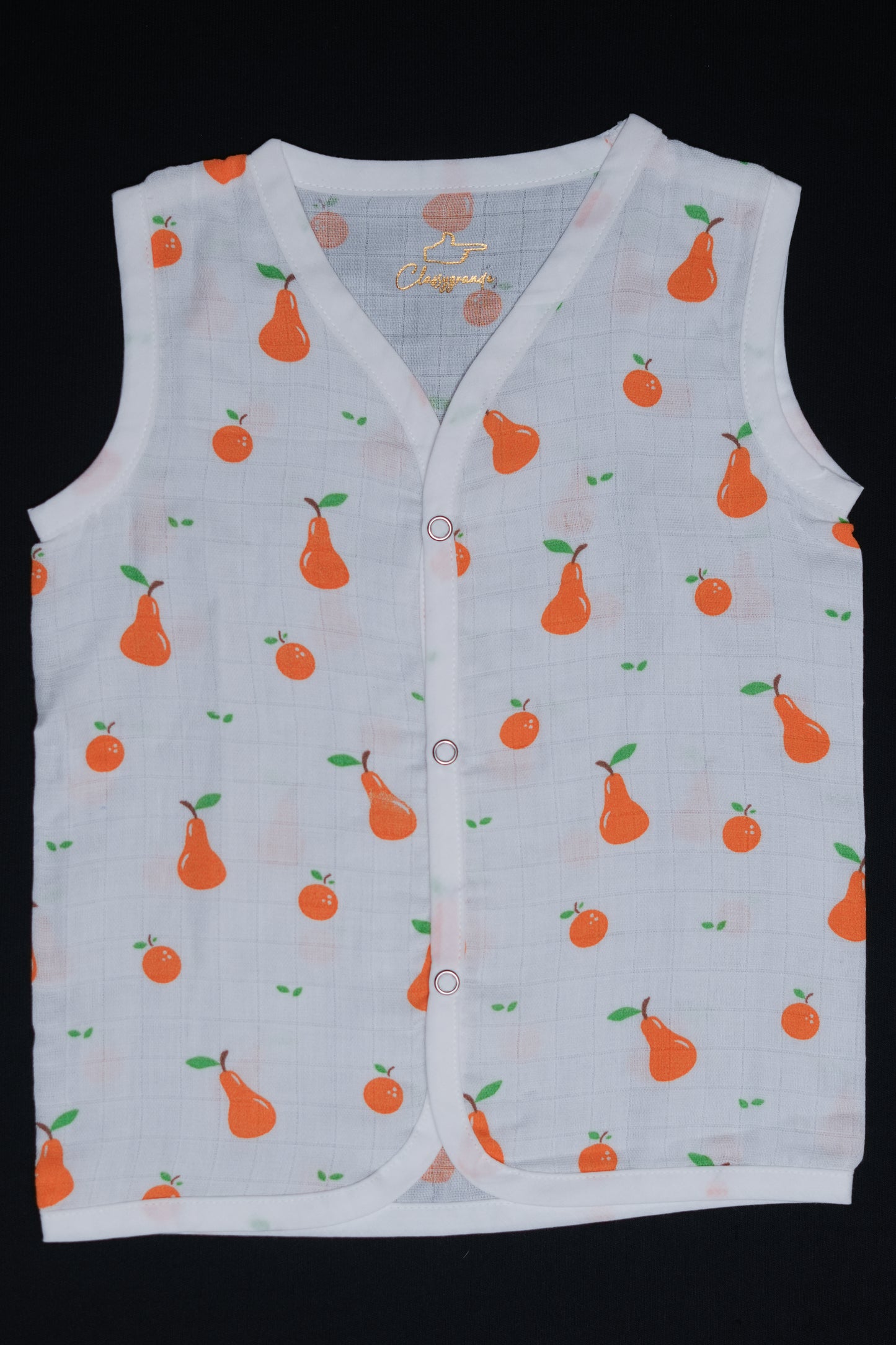 (3 Pc) Muslin Snap Button Jabla Sleeve Less