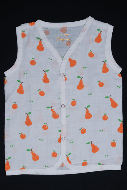 (3 Pc) Muslin Snap Button Jabla Sleeve Less