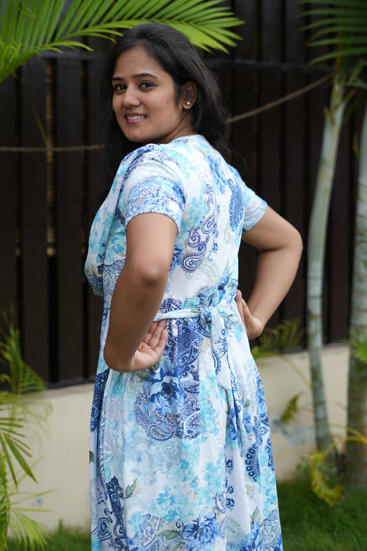 Dupatta Zipless Maternity with Bluish Design