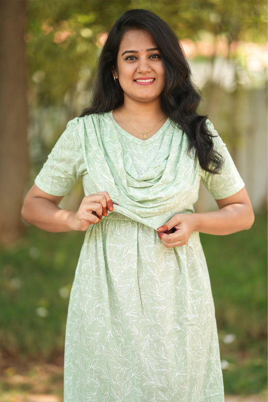 Mild Floral Green (Zipless Maternity Shawl)