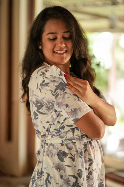 Casual Wear Attached Coat (Lavender Bloom)