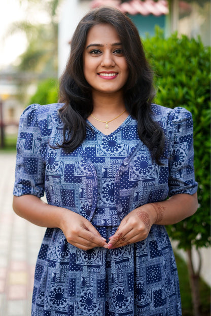 MATERNITY ATTACHED COAT (Blue Mosaic)