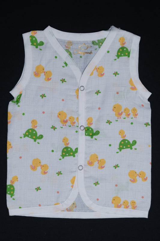 Muslin Snap Button Jabla Sleeve Less
