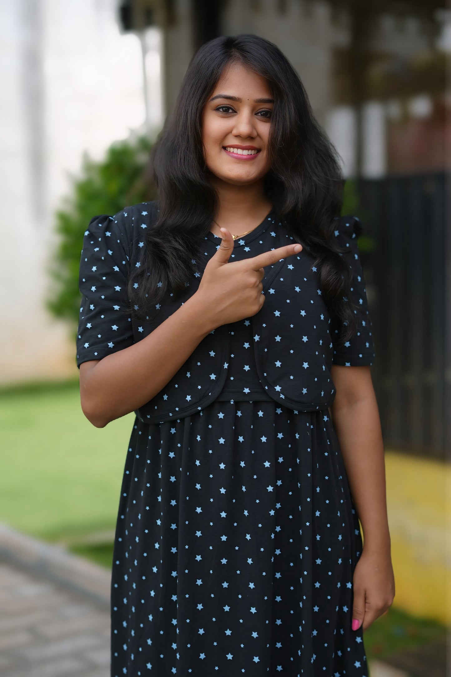 MATERNITY COAT (Premium Black with Bluora Star)