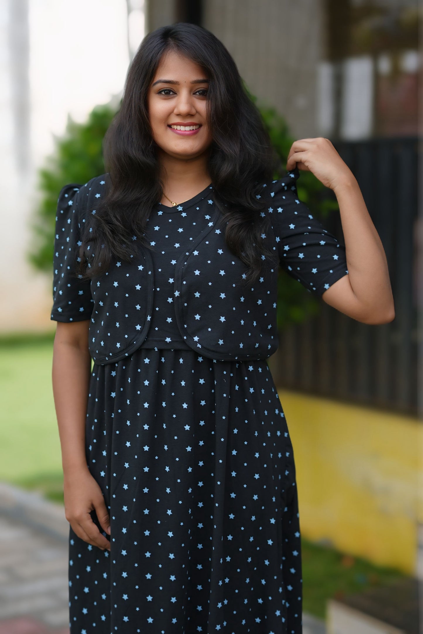 MATERNITY COAT (Premium Black with Bluora Star)