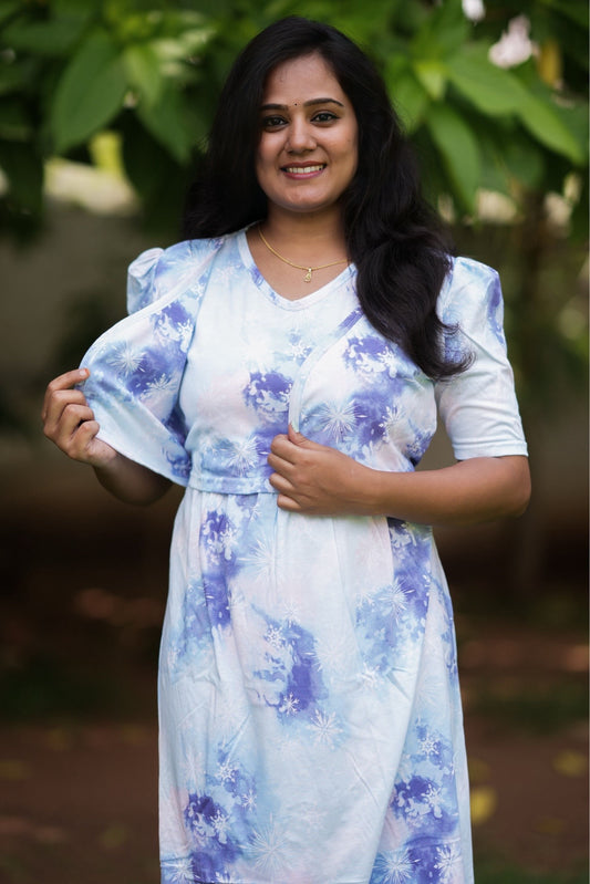 MATERNITY ATTACHED COAT (Sky Blossom)