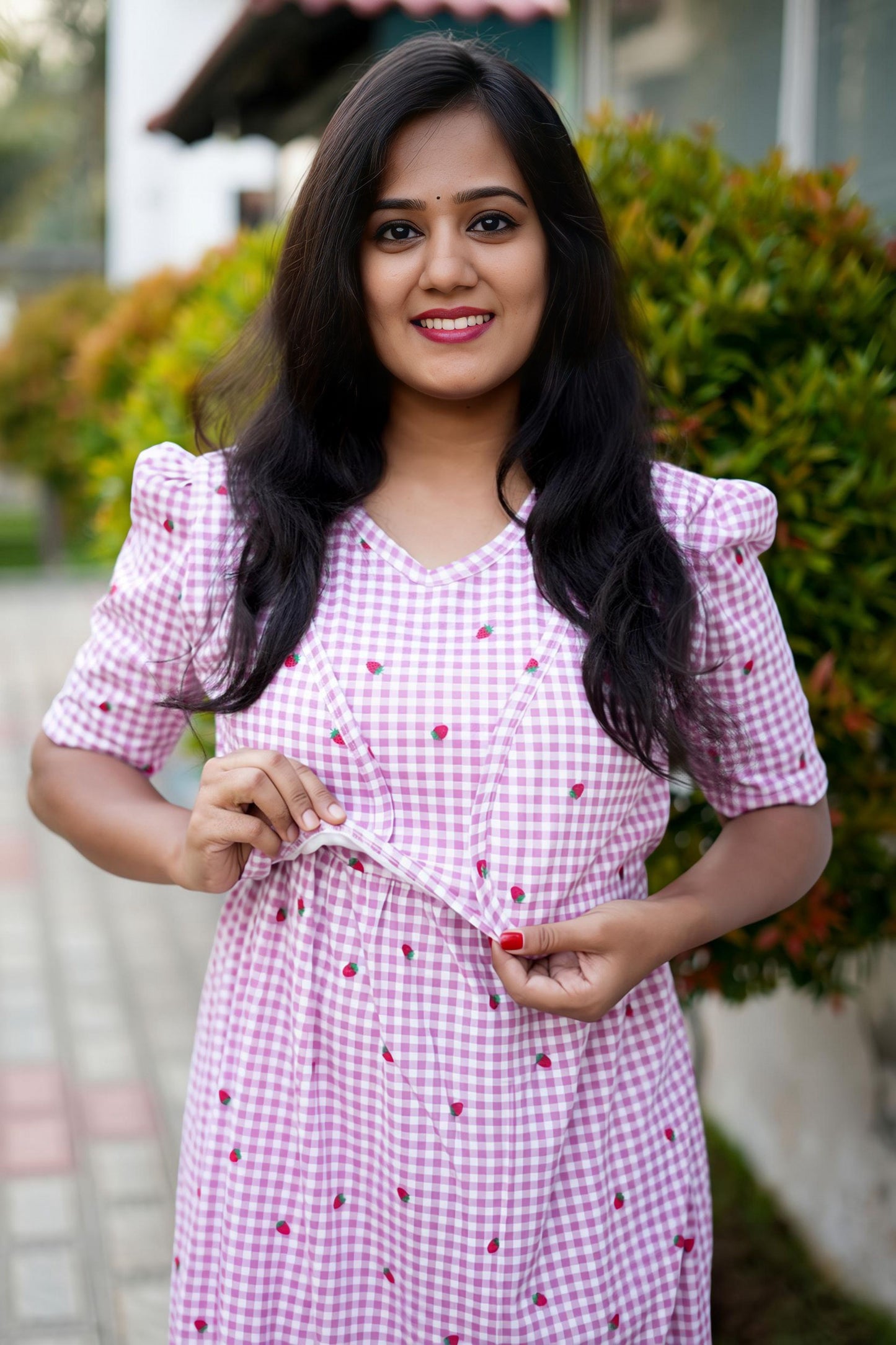 MATERNITY ATTACHED COAT (Gingham)